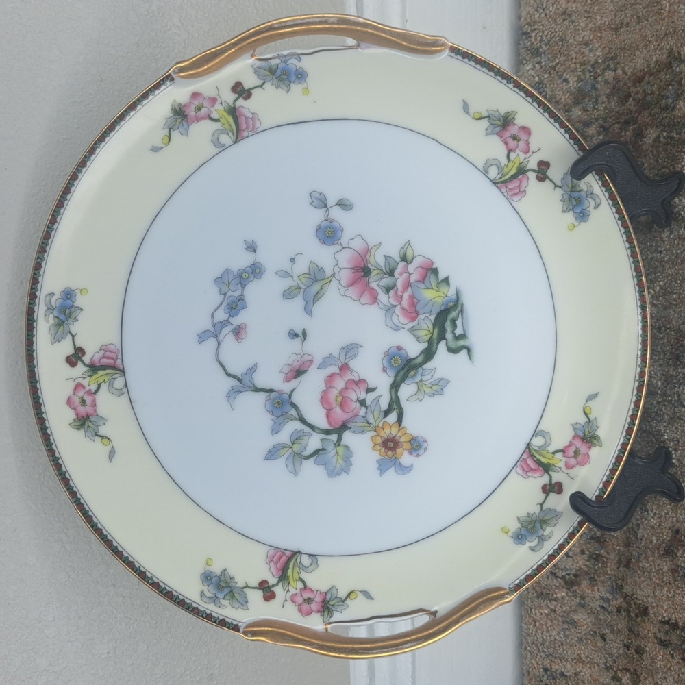 Vintage Noritake Two Handle Serving Round Plate Fortuna Gold Rim Made in Japan